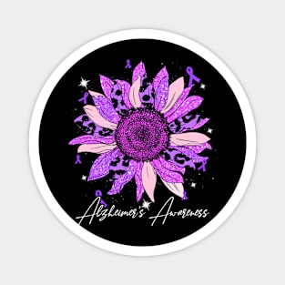 Alzheimer's Awareness Ribbon Purple Sunflower Ribbon Hope Magnet